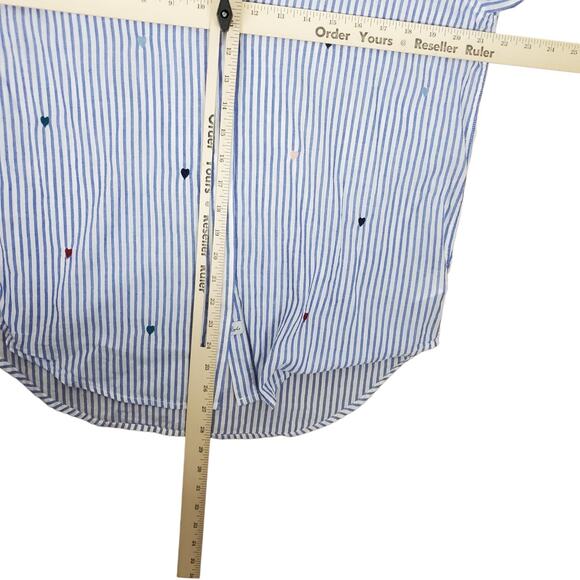 Rails Taylor Embroidered Hearts Striped Button Front Shirt Blouse Size M Top - Picture 15 of 15